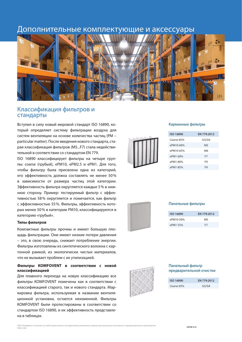 Фильтр к вентустановке Komfovent класса M5, размер 410-420-46